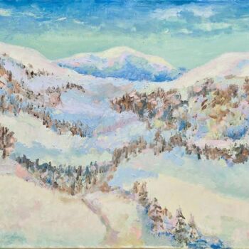 Painting titled "зима в горах" by Elza Nafikova, Original Artwork, Oil