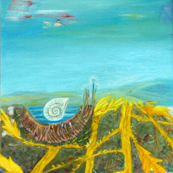 Pintura intitulada "Pejzaż z żółtymi ga…" por Elżbieta Goszczycka, Obras de arte originais, Óleo