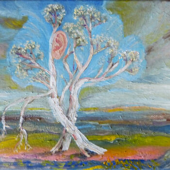 Картина под названием "Natura słuchająca" - Elżbieta Goszczycka, Подлинное произведение искусства, Масло