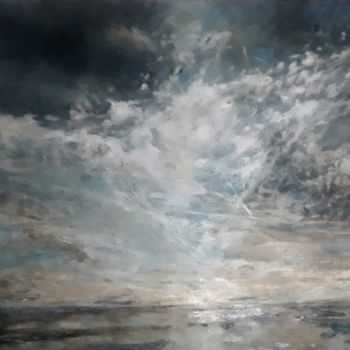 Painting titled "Horizon" by Sophie Ema Courtois, Original Artwork, Oil Mounted on Wood Stretcher frame