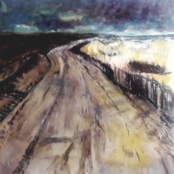 Painting titled "Sur le chemin vers…" by Sophie Ema Courtois, Original Artwork, Oil Mounted on Wood Stretcher frame