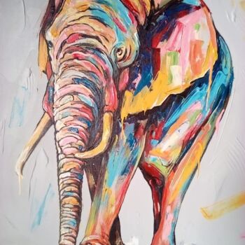 Peinture intitulée "Savanna elephant" par Ema Kato, Œuvre d'art originale, Acrylique