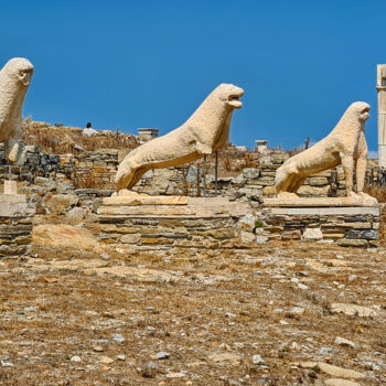 Photography titled "Lions of Delos, Cyc…" by Emaga Travels By Emaga Art, Original Artwork, Digital Photography