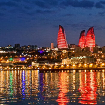 Photography titled "Baku by night, view…" by Emaga Travels By Emaga Art, Original Artwork, Digital Photography