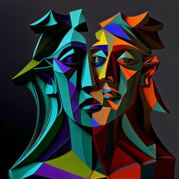 Arts numériques intitulée "Split personality" par Emaga Travels By Emaga Art, Œuvre d'art originale, Image générée par l'IA