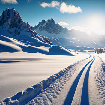 Arts numériques intitulée "Winter mountains, s…" par Emaga Travels By Emaga Art, Œuvre d'art originale, Image générée par l'…