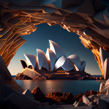Digital Arts titled "Sydney Opera House.…" by Emaga Travels By Emaga Art, Original Artwork, AI generated image