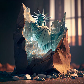 Digitale Kunst getiteld "Statue of Liberty..…" door Emaga Travels By Emaga Art, Origineel Kunstwerk, AI gegenereerde afbeeld…