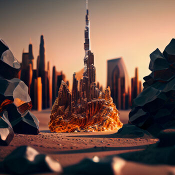Digital Arts titled "Burj Khalifa... lava" by Emaga Travels By Emaga Art, Original Artwork, AI generated image
