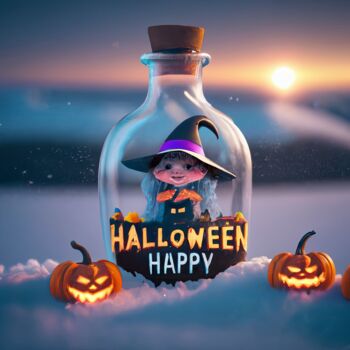 Grafika cyfrowa / sztuka generowana cyfrowo zatytułowany „Happy Halloween, cu…” autorstwa Emaga Travels ✈️ By Emaga.Art 🎨, Or…