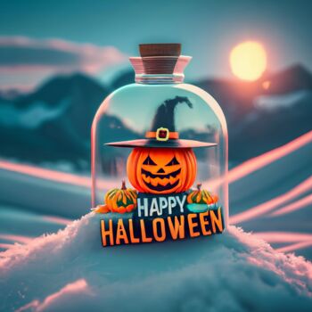 "Happy Halloween, cu…" başlıklı Dijital Sanat Emaga Travels ✈️ By Emaga.Art 🎨 tarafından, Orijinal sanat, AI tarafından oluşt…