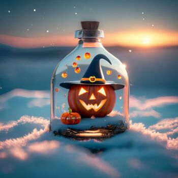 Arte digital titulada "Happy Halloween, cu…" por Emaga Travels By Emaga Art, Obra de arte original, Imagen generada por IA