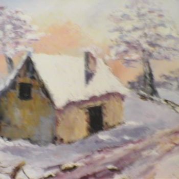 Peinture intitulée "paysage de neige" par Denise Riera, Œuvre d'art originale