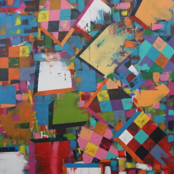 Картина под названием "RETALHOS DOIS" - Emanuel Aguiar, Подлинное произведение искусства, Акрил Установлен на Деревянная рам…