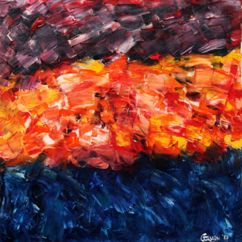 Картина под названием "Vesuvio" - Emanuel Crudu, Подлинное произведение искусства, Масло Установлен на Деревянная рама для н…