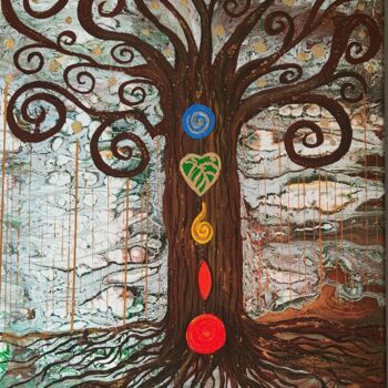 Painting titled "Tree of Life" by Emanuela Lo Presti, Original Artwork, Acrylic