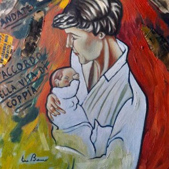 Peinture intitulée "La maternità" par Emanuele Bianco, Œuvre d'art originale, Huile