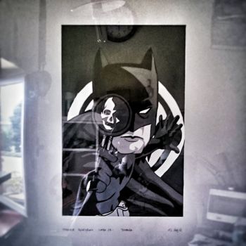 Painting titled "Batman investigation" by Solenbum, Original Artwork, Tempera