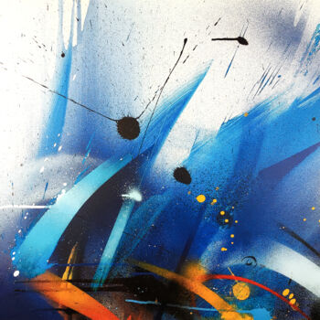 Malarstwo zatytułowany „Blueshift 21” autorstwa Emanuele Vittorioso, Oryginalna praca, Akryl Zamontowany na Drewniana rama n…