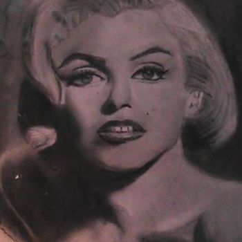 Drawing titled "fusain maryline" by Oeilme, Original Artwork, Chalk