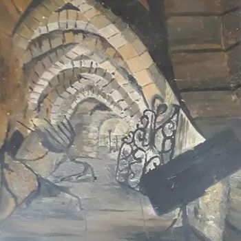 Peinture intitulée "La Cave du st jacqu…" par Oeilme, Œuvre d'art originale, Huile Monté sur Châssis en bois