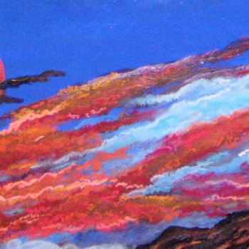 Painting titled "Coucher de soleil e…" by E. Angie Boucard, Original Artwork