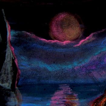 Painting titled "Lune mysterieuse" by E. Angie Boucard, Original Artwork