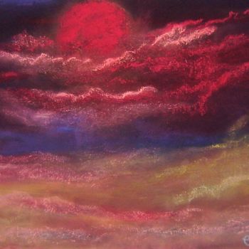Painting titled "Coucher rougeoyant" by E. Angie Boucard, Original Artwork, Acrylic