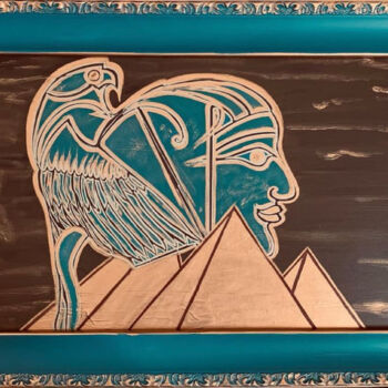 Painting titled "Pyramids" by Emela Brace (Nomolos), Original Artwork, Acrylic Mounted on Wood Stretcher frame