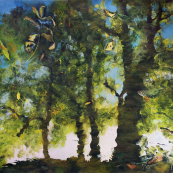 Pintura intitulada "Miroir d'automne 3" por Émeline Garet, Obras de arte originais, Acrílico