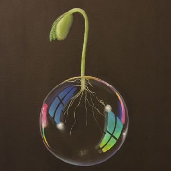 Peinture intitulée "Oxygène" par Em, Œuvre d'art originale, Acrylique