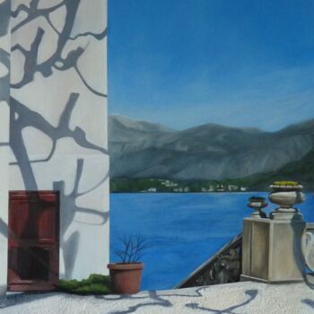 Painting titled "Villa del Balbianel…" by Emese Chauvel, Original Artwork, Acrylic Mounted on Wood Stretcher frame