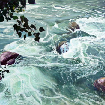Painting titled "Passirio river In M…" by Emilia Amaro, Original Artwork, Acrylic