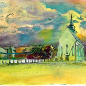 绘画 标题为“Old church in Szege…” 由Emilia Amaro, 原创艺术品, 水彩