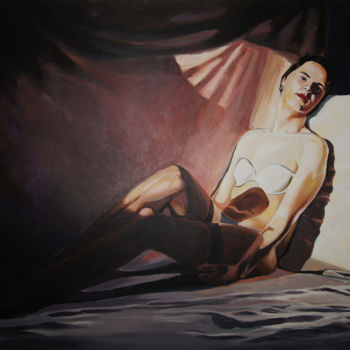 Peinture intitulée "Lost in my thoughts" par Emilia Amaro, Œuvre d'art originale, Acrylique