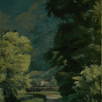 Painting titled "Walking way Burgstal" by Emilia Amaro, Original Artwork, Oil