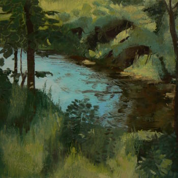 Painting titled "Brook" by Emilia Amaro, Original Artwork, Oil