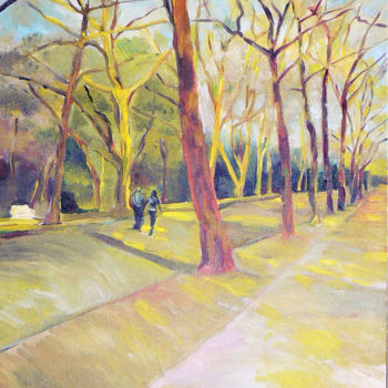 Painting titled "Park Népliget in Sz…" by Emilia Amaro, Original Artwork, Oil