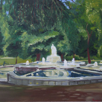 Painting titled "Fountain of Zsolnay…" by Emilia Amaro, Original Artwork, Oil