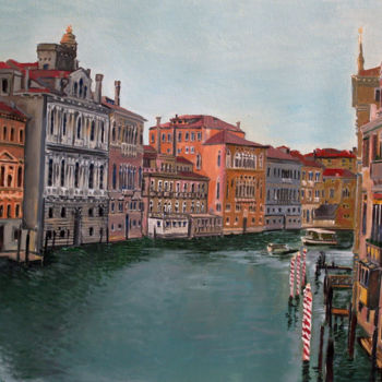 Painting titled "Venice above the da…" by Emilia Amaro, Original Artwork, Oil