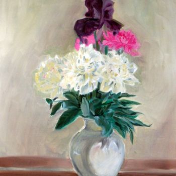 Pittura intitolato "Flowers in white va…" da Emilia Amaro, Opera d'arte originale, Olio