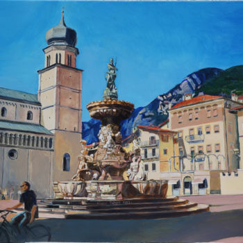 Peinture intitulée "Trento with  the Ch…" par Emilia Amaro, Œuvre d'art originale