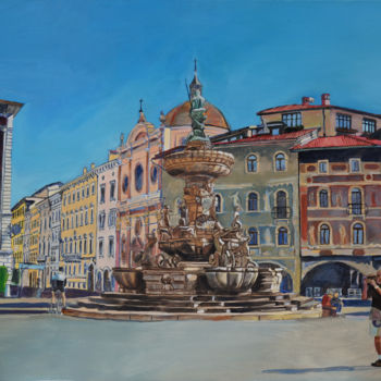 Ζωγραφική με τίτλο "Fontana del Nettuno…" από Emilia Amaro, Αυθεντικά έργα τέχνης