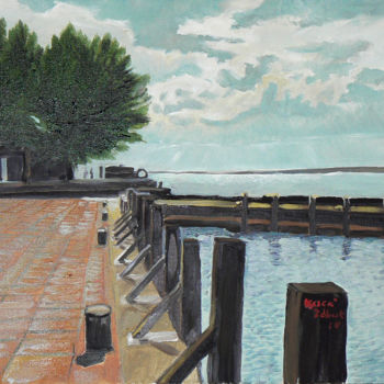 Malerei mit dem Titel "Port of Keszthely" von Emilia Amaro, Original-Kunstwerk, Öl