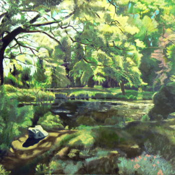 Painting titled "Spring around the l…" by Emilia Amaro, Original Artwork, Oil