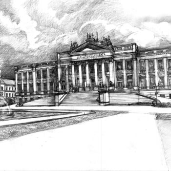 Drawing titled "Szeged Museum" by Emilia Amaro, Original Artwork, Graphite