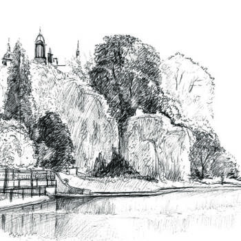 Drawing titled "Hyde park" by Emilia Amaro, Original Artwork, Ballpoint pen