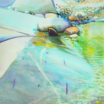 Pintura intitulada "Sandy shore" por Emilia Amaro, Obras de arte originais, Aquarela