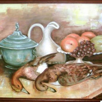 Painting titled "Nature Morte au sif…" by Esquenet-Michel-Emic, Original Artwork