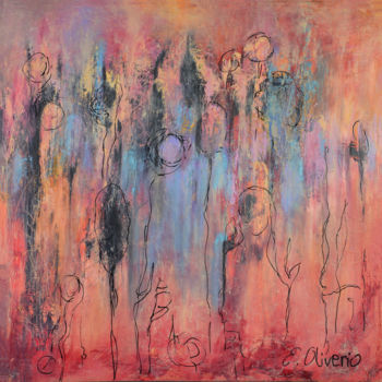 Peinture intitulée "Love Fields" par Emilia Oliverio, Œuvre d'art originale, Huile